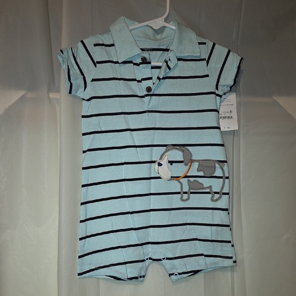 Carter's Light Blue Striped Baby Romper